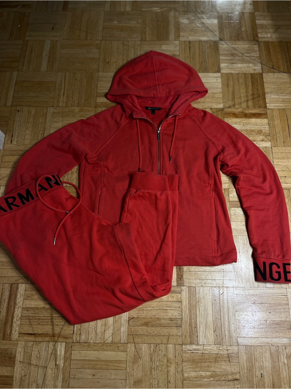 Armani Exchange Red Zip-Up Hoodie Set